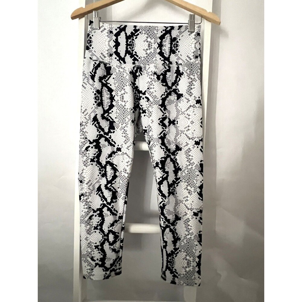 Athletic Ankle Pant Women's M White Gray Navy Animal Print Balance Collection EC